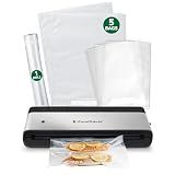 FoodSaver PowerVac Compact Vacuum Sealing Machine Stainless Steel & Black Vertical Storage VS0150 | Preserves freshness reduces bag waste for both dry and wet food