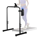 Leinuosen Large Handle Bar for Walking Treadmill Pad Only with Phone Holder and Cup Holder Adjustable Handrail Height from 30.7 to 39.37 Inch Comfortable Grip Stainless Steel Frame Overbold Stable