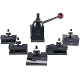 Accusize Industrial Tools 6-Piece BXA Wedge Type Quick Change Tool Post Set for 10-15'' Lathe Swing, Durable Steel Construction, 0251-0222