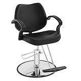 BestMassage | Barber Chair | Hydraulic Styling Chair | PU Leather | Adjustable Height | Footrest | Anti-Slip Chrome Base | Heavy-Duty Steel Frame | Black | for Hair Stylists & Home Use