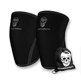 Gymreapers Knee Sleeves (1 Pair) with Gym Bag - IPF Approved - Support Compression Brace for Squats, Fitness, Weightlifting, Cross Training, Powerlifting - 7MM Neoprene Sleeves - For Men & Women (Black/Black, X-Large)