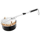 Campfire Popcorn Popper - Old Fashioned Popcorn Maker with Telescoping Handle - Camping Gear by Great Northern Popcorn (Black)