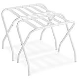 SONGMICS Luggage Rack, Set of 2, Luggage Racks for Guest Room, Suitcase Stand, Steel Frame, Foldable, for Bedroom, Cloud White URLR064W02