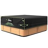 Uirway 600D Square Hot Tub Cover 85”L x 85”W x 20”H [2025 Upgraded Heavy Duty Fabric] Outdoor Waterproof SPA Covers for Hot Tub, New Super Windproof Straps, Hot Tub Winter Cover Protector with Anti-UV