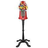 15” Gumball Machine with Stand and Coin Bank - Bubble Gum Machine Candy Dispenser Vending Machine with Glass Globe and Metal Base - Vintage Style Gum Ball Machine by Great Northern Popcorn (Red)