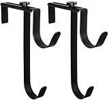 PURPLE STAR 1N 2 Pcs Double Pool Fence Hooks for Pool Equipment, Adjustable Pool Pole Hanger Rustproof Pool Hooks for Poles Black Pool Accessories for Pool Fence Skimmer Wall