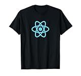 ReactJS Official Logo JavaScript Framework T-Shirt - Men's Adult Unisex Black Small Classic Fit Short Sleeve Collarless Crew Neck T-Shirt