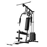 Multifunctional Home Gym Machine with 100LB Weight Stack, Full Body Workout Station for Strength Training, LAT Pulldown, Chest Press, Leg Extension & Row, Compact Home Gym Equipment for Men & Women