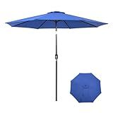 Backyard Expressions 9 ft. Patio Umbrella, Market Table Umbrella w/Tilt and Crank, 8 Ribs