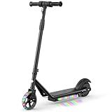 Fcgeoi Kids Electric Scooter, Perfect for 6-12 Ages, 10 MPH, Colorful Pedal Lights, 5" Tire and Double Brake, Lightweight EScooter, Adjustable E-Scooter for Kids, Black
