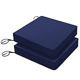 Favoyard Patio Chair Cushions 19 x 19 x 3 Inch Waterproof Outdoor Seat Cushions for Patio Furniture 3-Year Color Fastness Garden Sofa Couch Pads with Handle & Adjustable Straps Set of 2, Blue