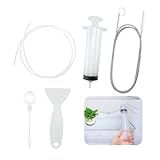 Juxiamal 5 PCS Fridge Drain Hole Cleaning Tool, Drain Pipe Blockage Cleaning Brush, Reusable Fridge Dredging Kit for Refrigerator Cleaning, Kitchen Drain Hole Remover