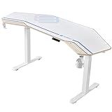 EUREKA ERGONOMIC Standing Desk, 72" Electric Adjustable Height Desk,Wing Shaped Computer Desk Large Music Studio Table, Dual Motor&Slot, Maple