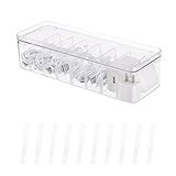 Yesesion Clear Plastic Cable Organizer Box with Adjustment Compartments, Desk Accessories Storage Case with Lid and 10 Wire Ties for Drawer, Office, Art Supply, Electronic Management