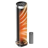 Space Heater for Indoor Use with Remote - 70° Oscillating Tower Electric Heater, 24 Inchs, 12H Timer, 1500W Quiet PTC Ceramic Heating with Thermostat, Fast Safety Heat for Office, Home, Bedroom