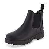 CUSHIONAIRE Women's Britain Chelsea Boots. Soft Vegan Leather, Non-Slip Sole, Memory Foam, Back Pull Tab, Ankle Boots for Women, BLACK 7W