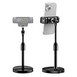 InnoGear Webcam Mount for Desk, Table Telescopic Webcam Stand with Phone Holder for Camera Webcam C922 C930e C920S C920 C615 C960 C920x BRIO 4K NexiGo N60, Right Light, GoPro with 1/4" Thread