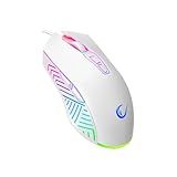 Rampage Spear V2 White Wired Gaming Mouse with RGB Lighting – 12800 DPI, 7 Programmable Buttons, Lightweight Ergonomic Gaming Mouse for PC/Mac/Laptop Gamers