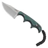 CRKT Minimalist Bowie Outdoor Fixed Blade Knife with Sheath, Green, 2387