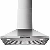 VIKIO HOME Wall Mount Range Hood 30 inch, 580 CFM, Ducted/Ductless Convertible, Stainless Steel Kitchen Vent Hood with 3-Speed Fan and LED Lights
