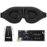 MZOO Luxury Sleep Eye Mask for Side Sleeper Men Women, Zero Eye Pressure 3D Sleeping Mask, Light Blocking Patented Design Night Blindfold, Soft Eye Shade Cover for Travel, Black