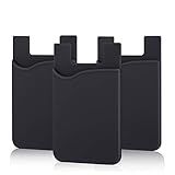 Pofesun Adhesive Phone Card Holder, 3 Pack Silicone Stick-on Wallet ID/Credit Card Holder Pouch Sleeve Self Adhesive Sticker Case for iPhone 17 16 15 14 13 12 Pro Max,iPad,Samsung Galaxy,Tablet