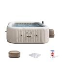 INTEX 28471EH 6 Person PureSpa Chevron Deluxe Outdoor Inflatable Portable Hot Tub, Includes Energy Efficient Spa Cover, Spa Control App, Saltwater System Ready, 77" x 77" x 28"