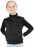 STRETCH IS COMFORT Girl's Cotton Warm Up Jacket Black Medium