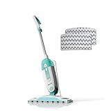 Shark Steam Mop with 2 Machine Washable Dirt Grip Pads, Removable Water Tank, Lightweight, Steam Cleaner for sealed Hard Floors, Marble, Stone, Hardwood, Tile, Laminate, White/Seafoam, S1000