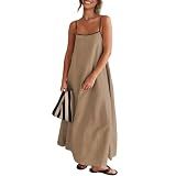 Senllen Women's Linen Maxi Dress 2026 Summer Fall Sundress with Pockets