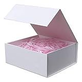Rsgift White Gift Box with Lids,9.7x7.2x3.3 Inch Gift Boxes for Presents,Magnetic Closure boxes for Wedding,Birthday,Graduation Packaging
