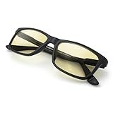 J+S Blue Light Blocking Glasses for Women Men | Anti Eyestrain Headache Glare 400UV from Computer/Gaming/TV/Phones (Haka HD lens - Rectangle | Black Frame)