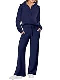 ANRABESS Women 2 Piece Set Sweatsuits Lounge Fall Outfits,navy blue,M