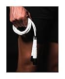BOXROPE, A Jump Rope Made For Boxing, Tangle-Free, 15% Heavier Than A Normal PVC Rope, Adjustable, Hand Wrapped with Grip Tapes for more Grip, Premium Quality (White (Up to 6'2ft))