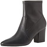 Amazon Essentials Women's Fitted Stretch Ankle Boots with Block Heel, Black, 8