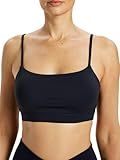 Omwilddo Womens Adjustable Strap Padded Sports Bra Light Support Scoop Neck Yoga Soft Bralette Comfort Loungewear Crop Top Black XL