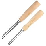 Cabilock Multifunctional Fruit Core Remover Set 2-Piece Stainless Steel Kitchen Corer Tool with Serrated and Smooth Pitter for Apple Cherry Pear and Date Preparation