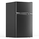 Electactic 3.1 Cu.Ft Mini Fridge with Freezer, 2 Door Compact Refrigerator, Mini Fridge with Adjustable Removable Glass Shelves for Bedroom, Office, Dorm or Apartment, Black