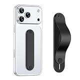 GripMate Phone Grip Holder, Finger Strap Stand, Metal Aluminum Alloy Kickstand with Soft TPU Loop - Universal Ultra Slim Comfortable Hand Grip for iPhone Samsung and Most Smartphones, Black