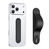 GripMate Phone Grip Holder, Finger Strap Stand, Metal Aluminum Alloy Kickstand with Soft TPU Loop - Universal Ultra Slim Comfortable Hand Grip for iPhone Samsung and Most Smartphones, Black