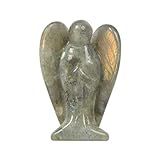 Justinstones Carved Labradorite Gemstone Peace Angel Pocket Guardian AngelHealing Statue 2 inch