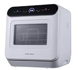 RCA Portable Countertop Dishwasher No Hookup Unit with 6-Liter Water Bank for Tabletop, Apartment, or RV, Compact Dishwashing and Drying Machine, Delay Timer, Rapid Cleaning