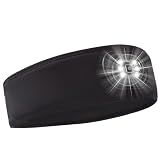 IVYWNT LED Sports Sweat Headband - Outdoor Headlamp Rechargeable with Reflective Visible for Men and Women, 3 Brightness Head Lights for Camping Running, Black