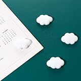 4Pcs/Set White Fridge Magnet Cartoon Cute Cloud Shape Fridge Magnets Office Cloud Shape Organizer Sticker Message Whiteboard Magnets Resin Refrigerator Magnets Home Decoration