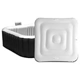 4.2FT Inflatable Hot Tub Cover, Energy Saving Lid for Square Spa Cover, Outdoor Sturdy and Portable, Protective Rain and Leaves White Hot Tub Cover