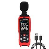 Decibel Meter with Data Logging Sound Decibel Meter Data Logger, 30~130dB Sound Level Meter with Audible Visual Alarm, Sound Meter with Export Data, PC Connection, Temperature, Analog Bar Indicator