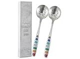 Meditation Gifts, Zen Yoga Gifts, Meditating Chakra Spoon Set of 2 | Chakra Gifts for Women Men 2 Pcs Stainless Steel Coffee Spoon with Lotus Engraving, Teaspoon Size