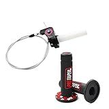 0769FUWU Linekong 7/8" 22mm Twist Throttle Grips Cable for CRF KLX TTR 110 125 150 200 250 cc Dirt Pit Bike (Red