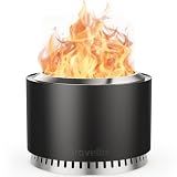 Grovellis 27 inch Smokeless Fire Pit with Waterproof Cover, Stainless Steel Outdoor Smokeless Firepit, Wood Burning Fire Pits for Camping, Bonfire,Low Smoke Firepit for Outside