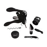 Rabbit 6-Piece Wine Opener Tool Kit, Black